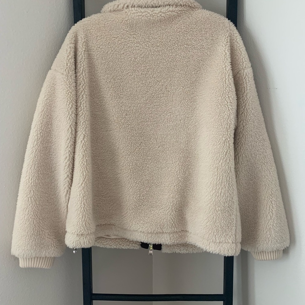 Medium Varley Cream and Brown Teddy Jacket - Picture 4 of 4